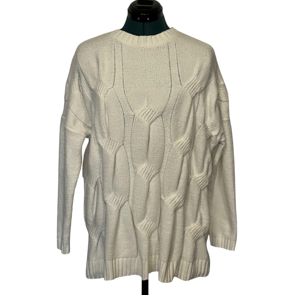 J‎ Jill Chenille Sweater Womens Medium Ivory White Textured Knit Pullover